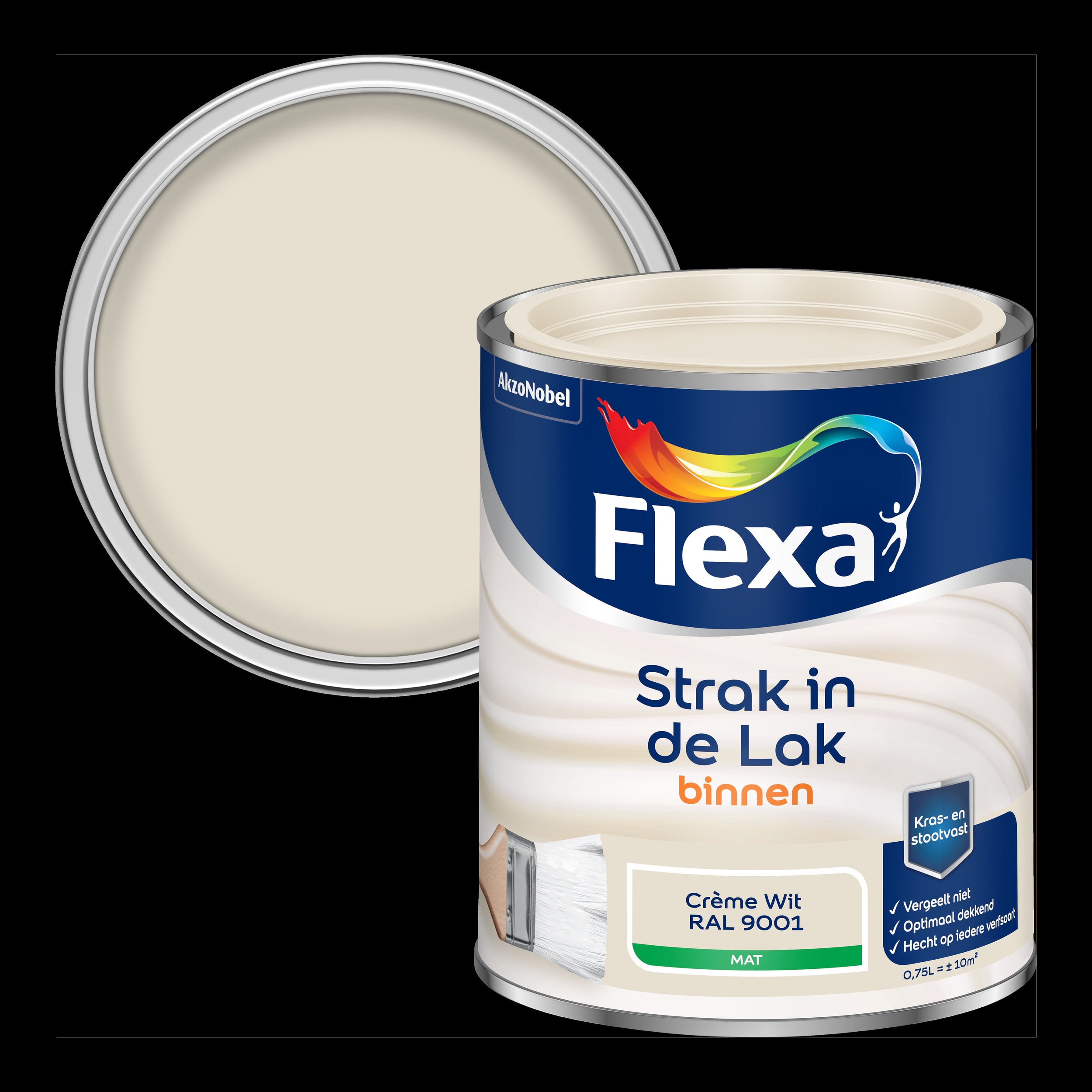 Flexa Strak in de Lak mat crème wit/RAL9001 0,75L