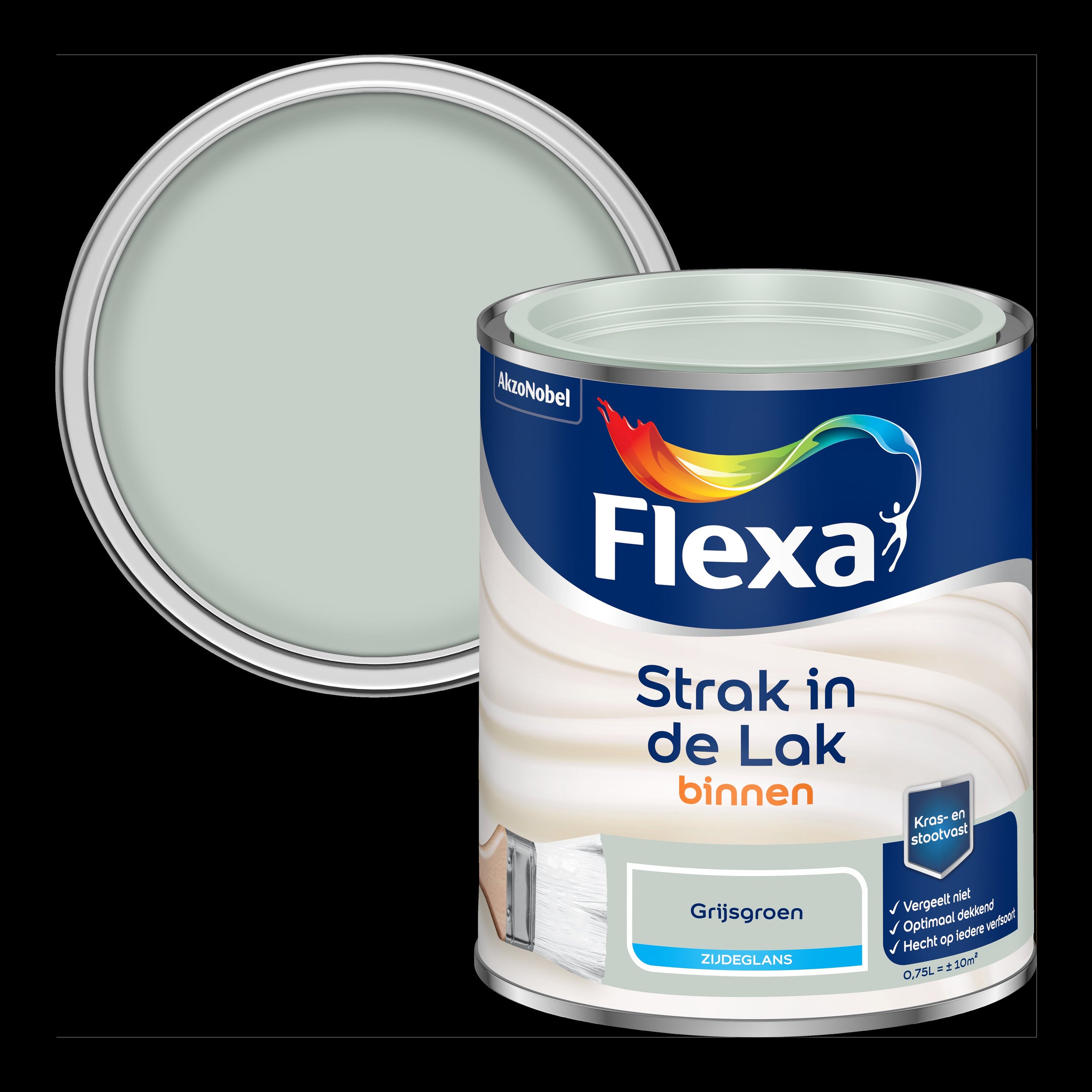 Flexa Strak in de Lak zijdeglans grijsgroen 750ml