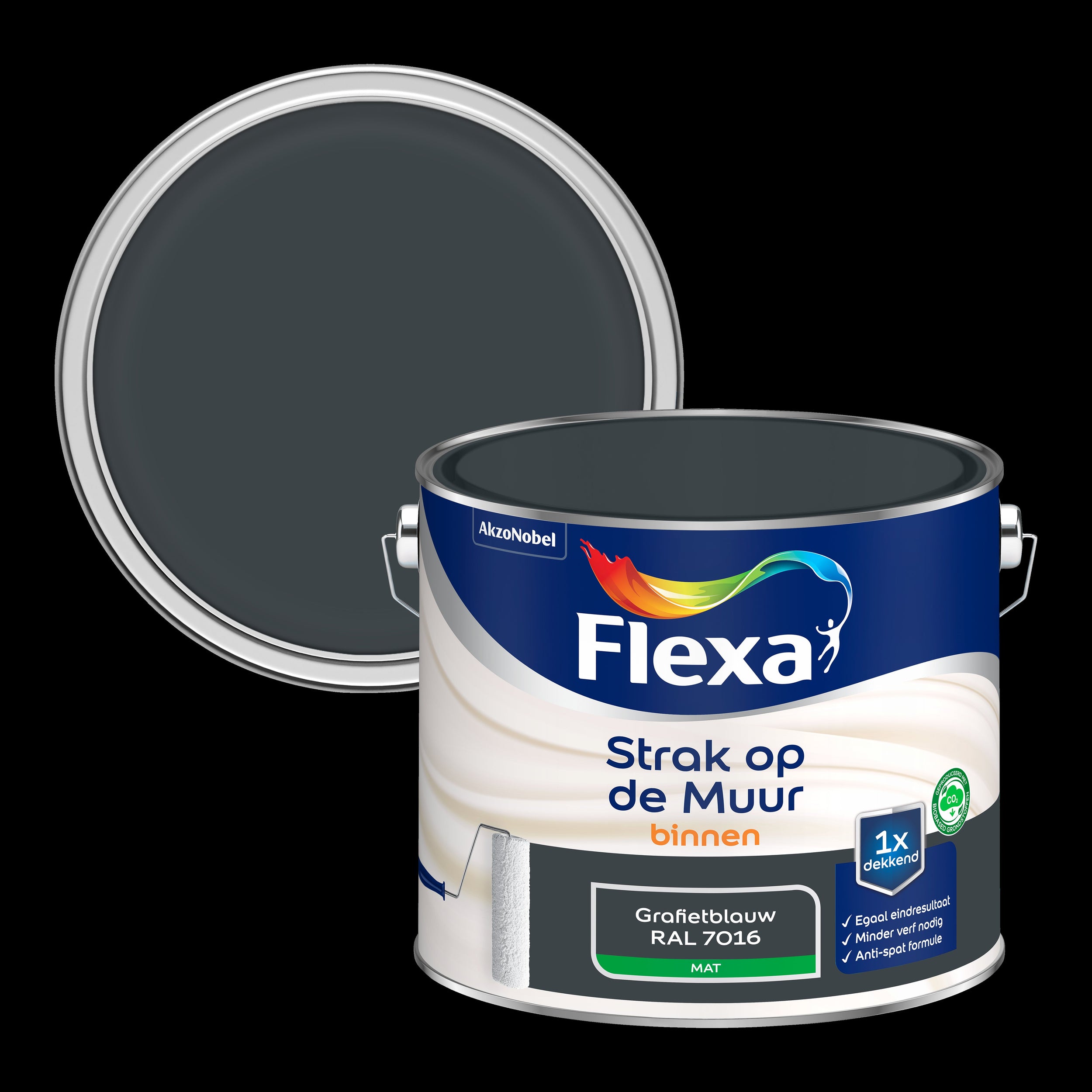 Flexa Strak op de Muur mat grafietblauw/RAL7016 2,5L