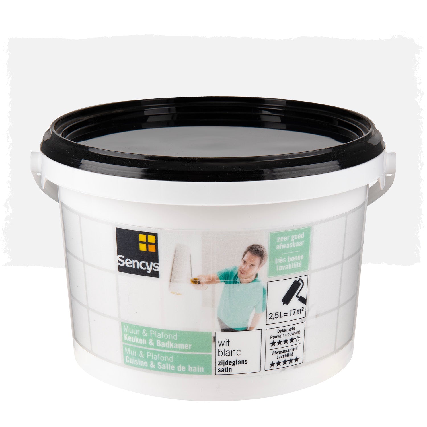 Sencys Muur & Plafond keuken & badkamer zijdeglans wit 2,5L
