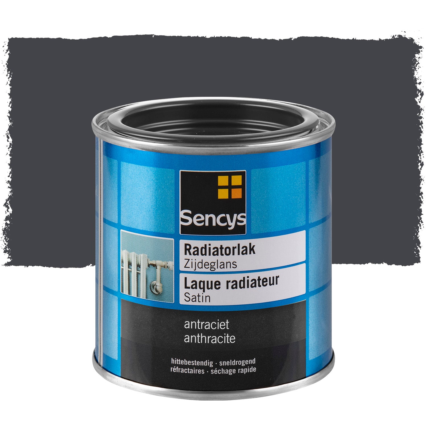 Sencys radiatorlak zijdeglans antraciet 250ml