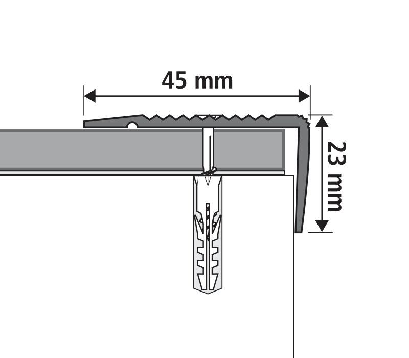 JéWé trapprofiel zilver 45x23mm 95cm