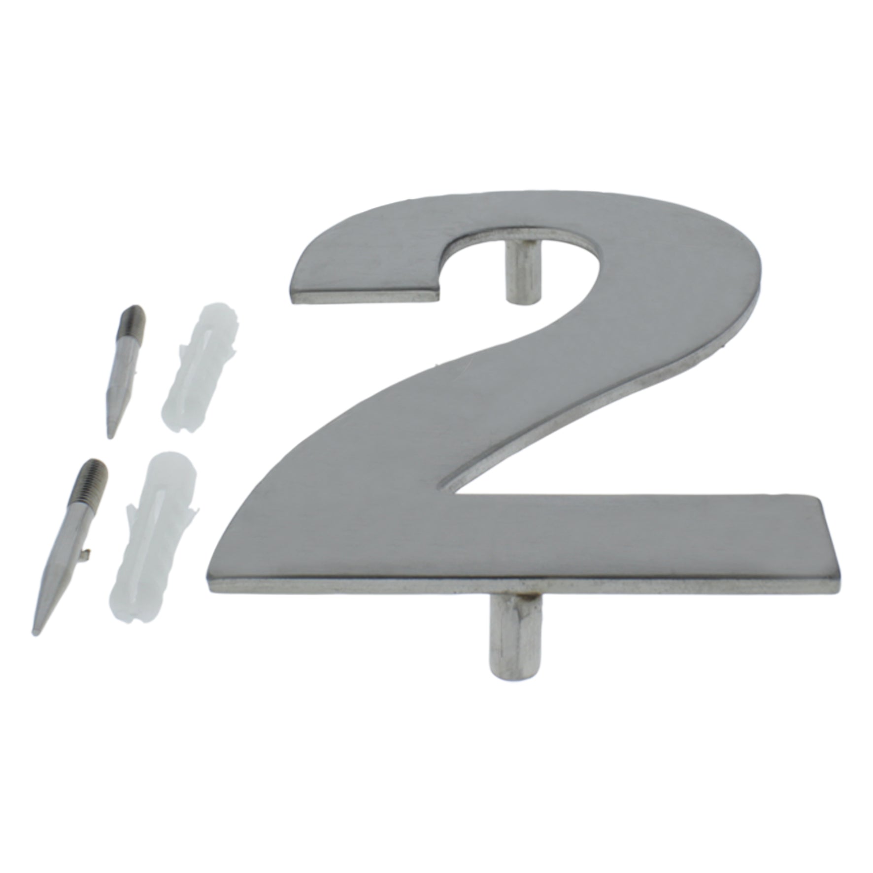 Huisnummer 2 RVS 130x3mm