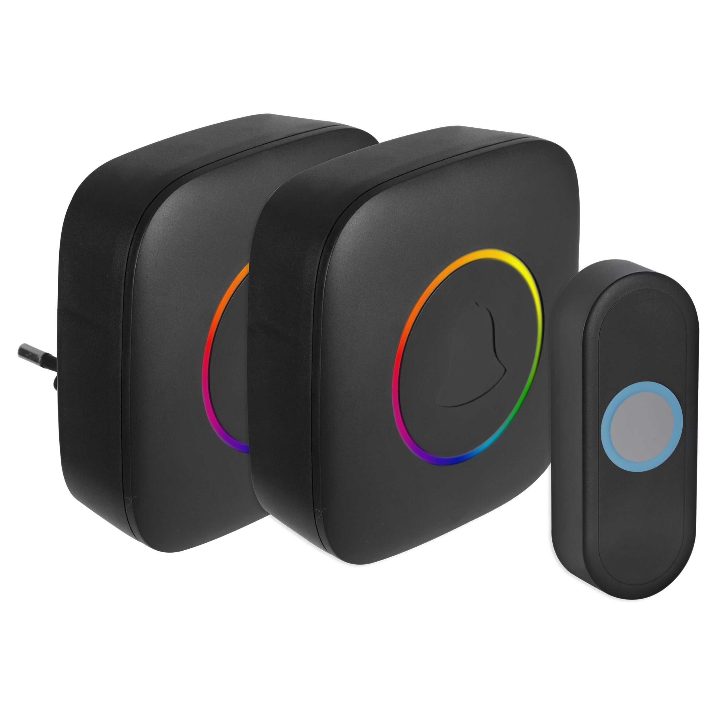 Exin gong set - batterij/plug-in - beldrukker - RGB - zwart