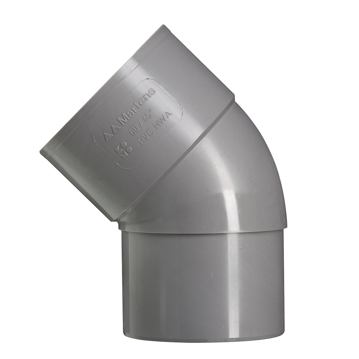 Martens bocht met 1x lijmmof - HWA - PVC - Grijs - Verjongd - Ø80mm - 45°