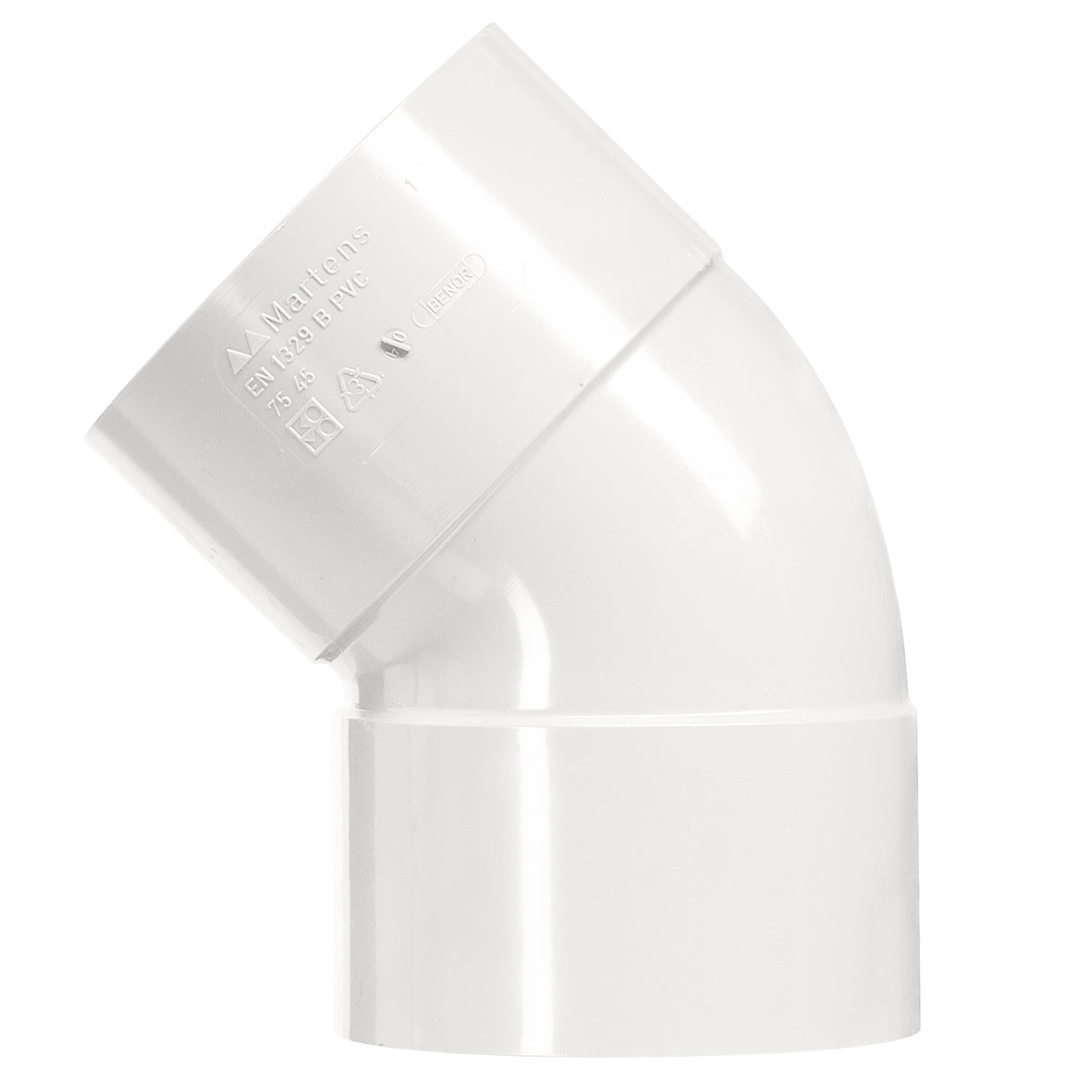 Martens pvc bocht Ø40mm 45° 2xlijmmof wit