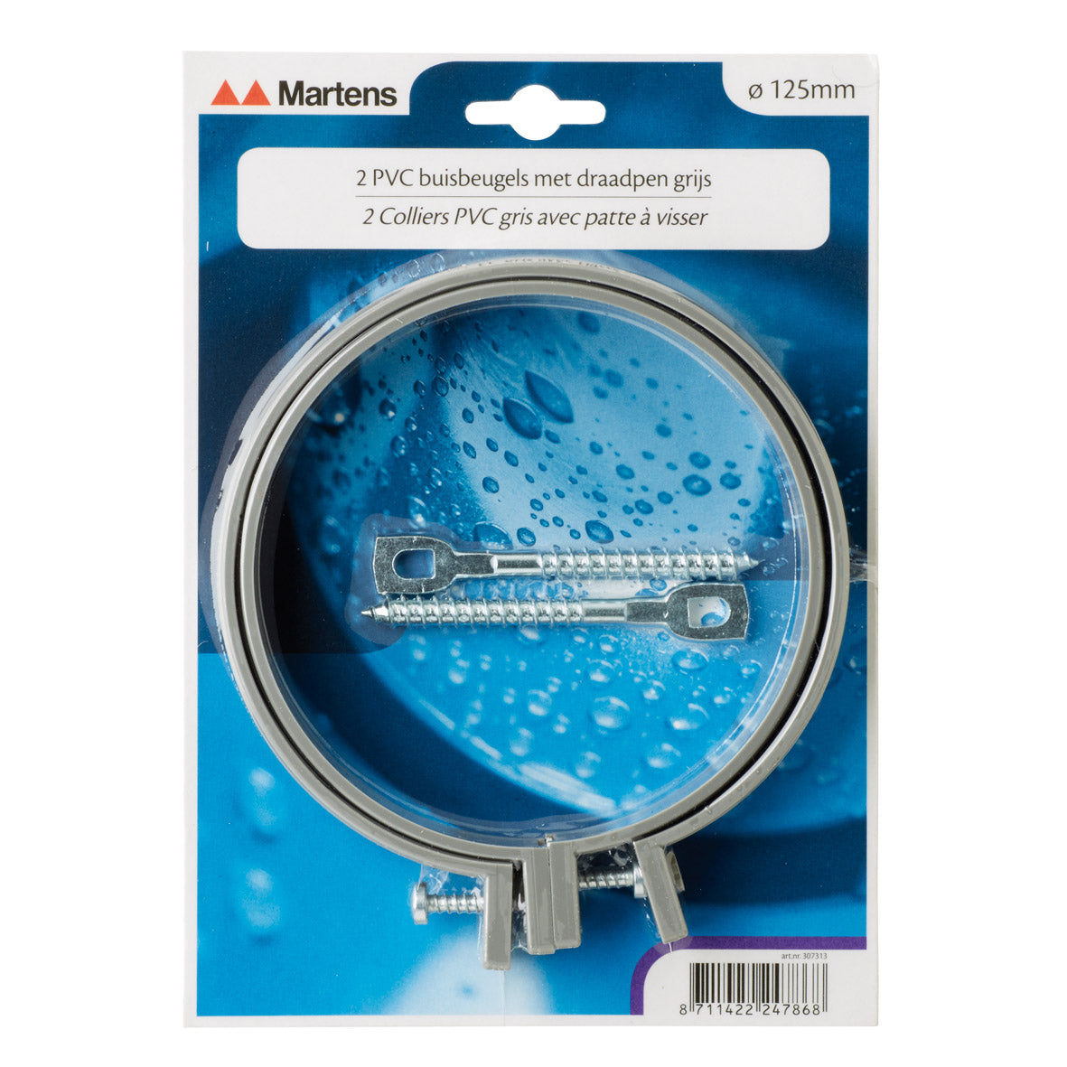 Martens buisbeugel met M8-pen pvc grijs 125mm 2 stuks