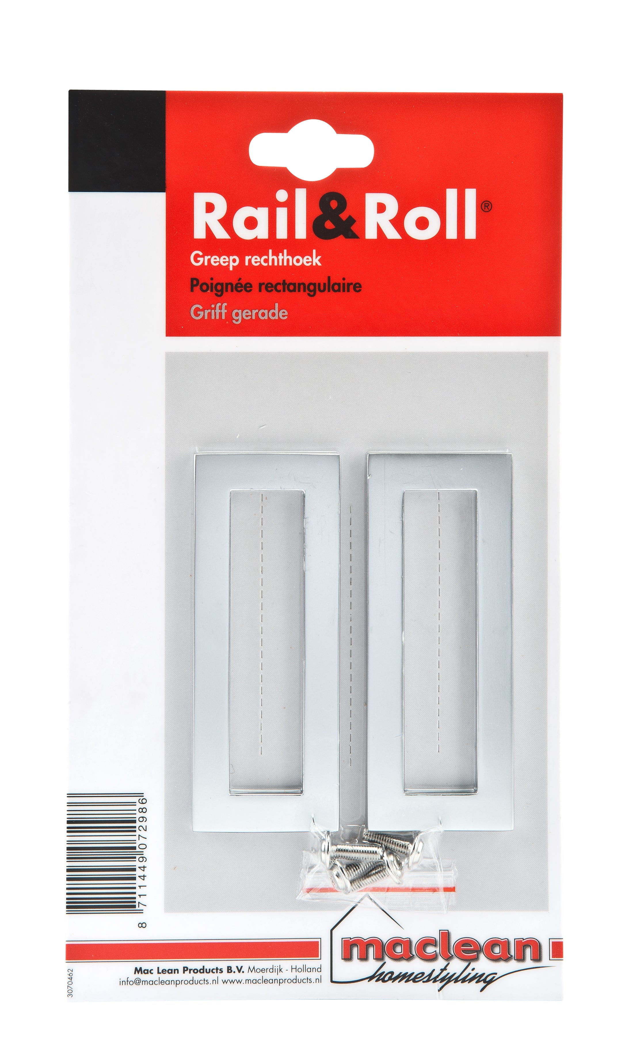 Mac Lean rail & roll handgreep aluminium rechthoek pakket