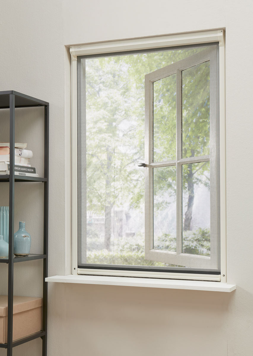 CanDo Raamhor Comfort - Rolhor - Wit profiel - Grijs gaas - 103x155cm