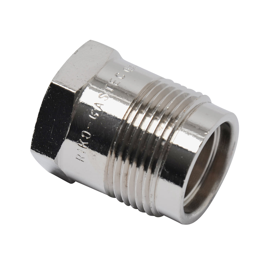 Sanivesk draad gas Recht overgang 1/2"FxM24 chroom