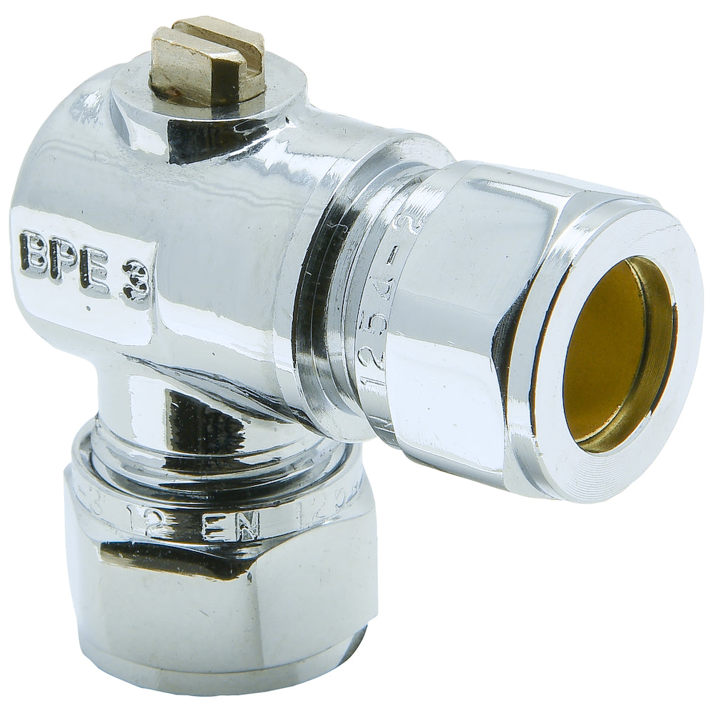 Sanivesk kogelkraan haaks Mini met schroef bediening chroom 12x12mm knel