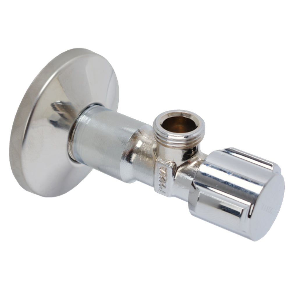 Schell hoekstopkraan met rozet 1/2" buitendraad x 3/8" buitendraad chroom