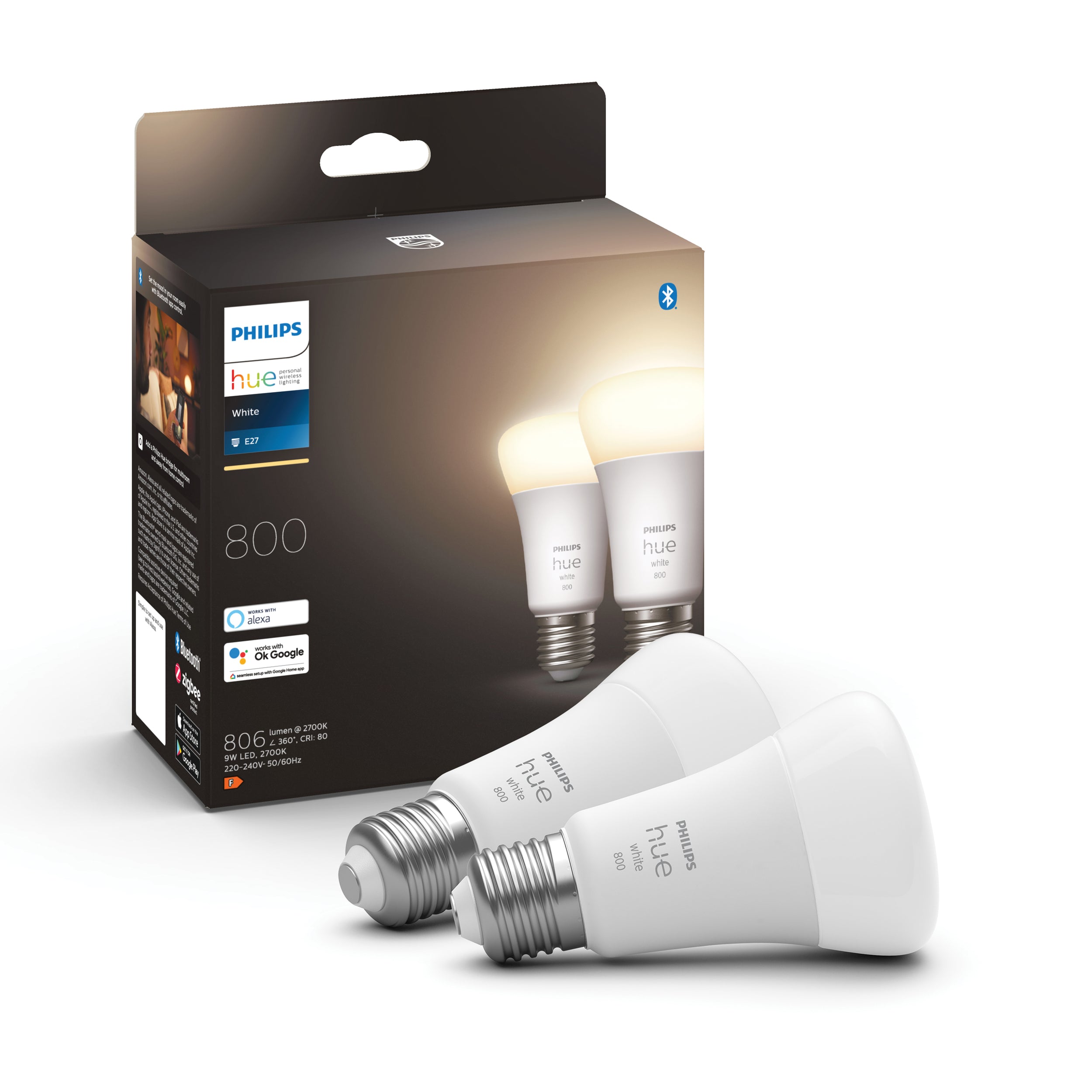 Philips Hue ledlamp warm wit E27 9W 2 stuks