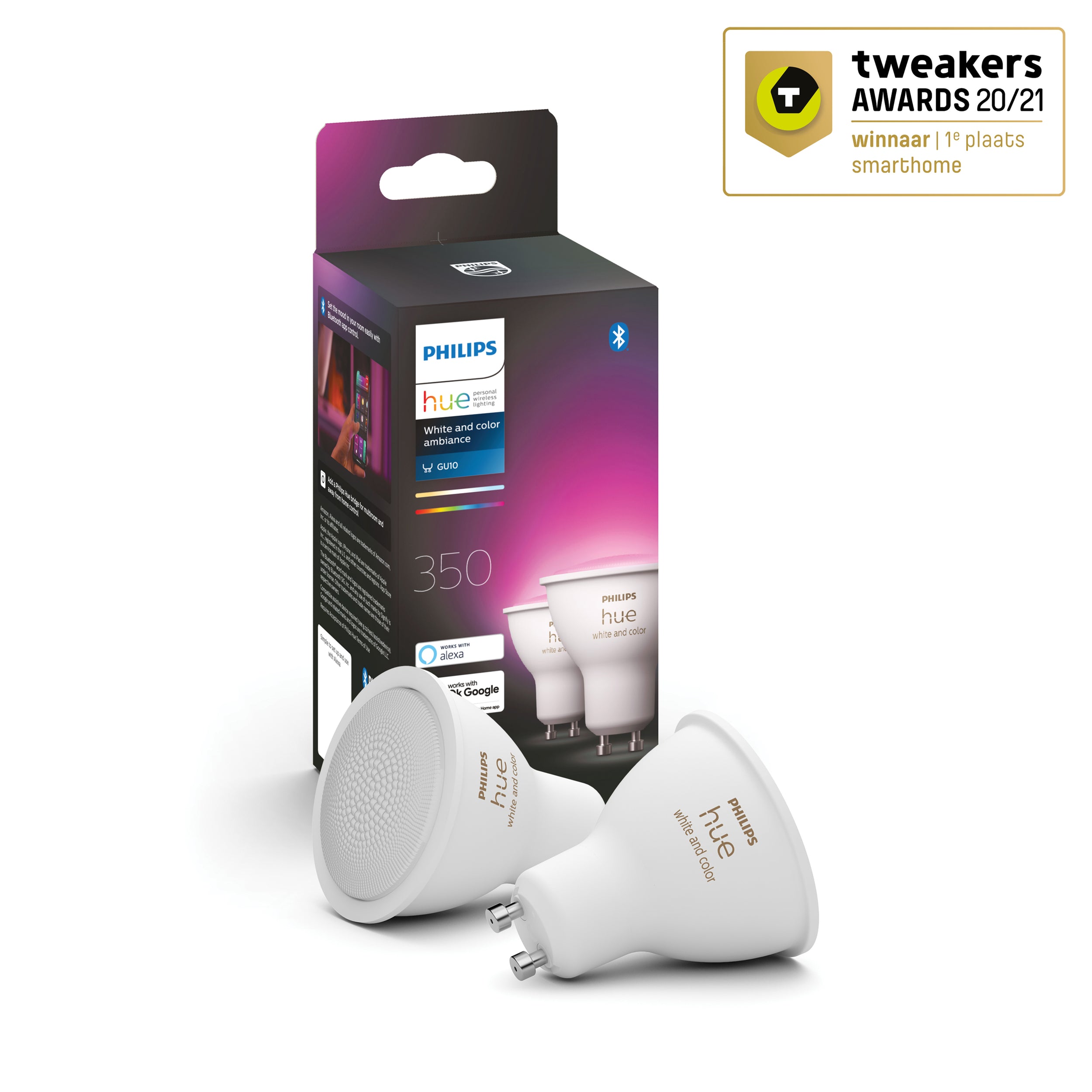 Philips Hue ledspot wit en gekleurd licht GU10 4,3W 2 stuks