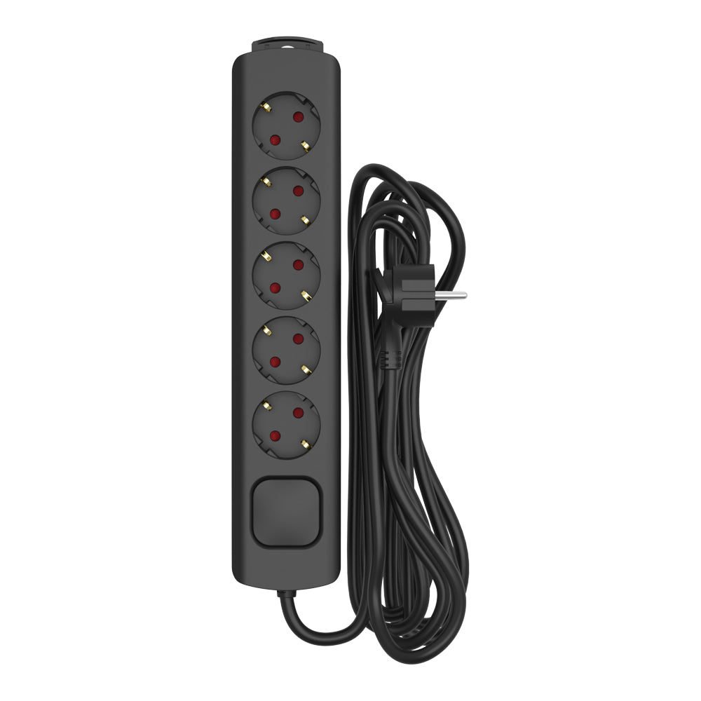 Sencys Stekkerdoos 5-voudig zwart 5 meter