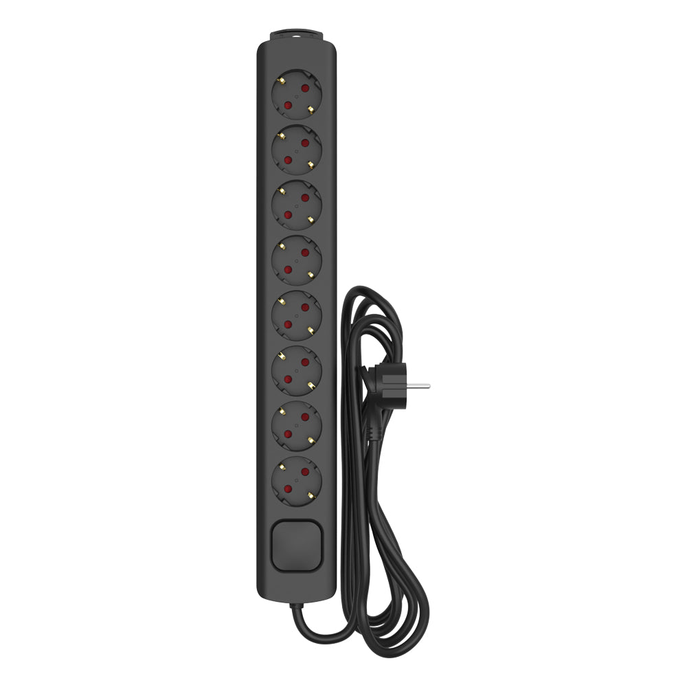 Sencys Stekkerdoos 8-voudig zwart 3 meter