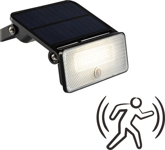 Led's Light solar buitenlamp LED breedstraler met sensor zwart