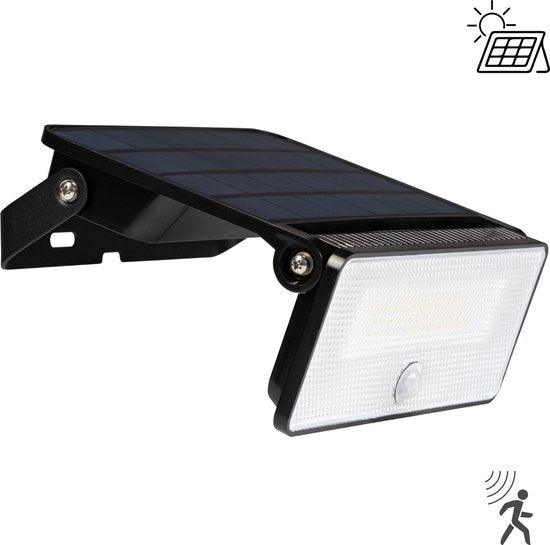 Slim Solar LED Buitenlamp 1600 lm met sensor - Bewegingssensor en nachtsensor - Draadloos - Zwart