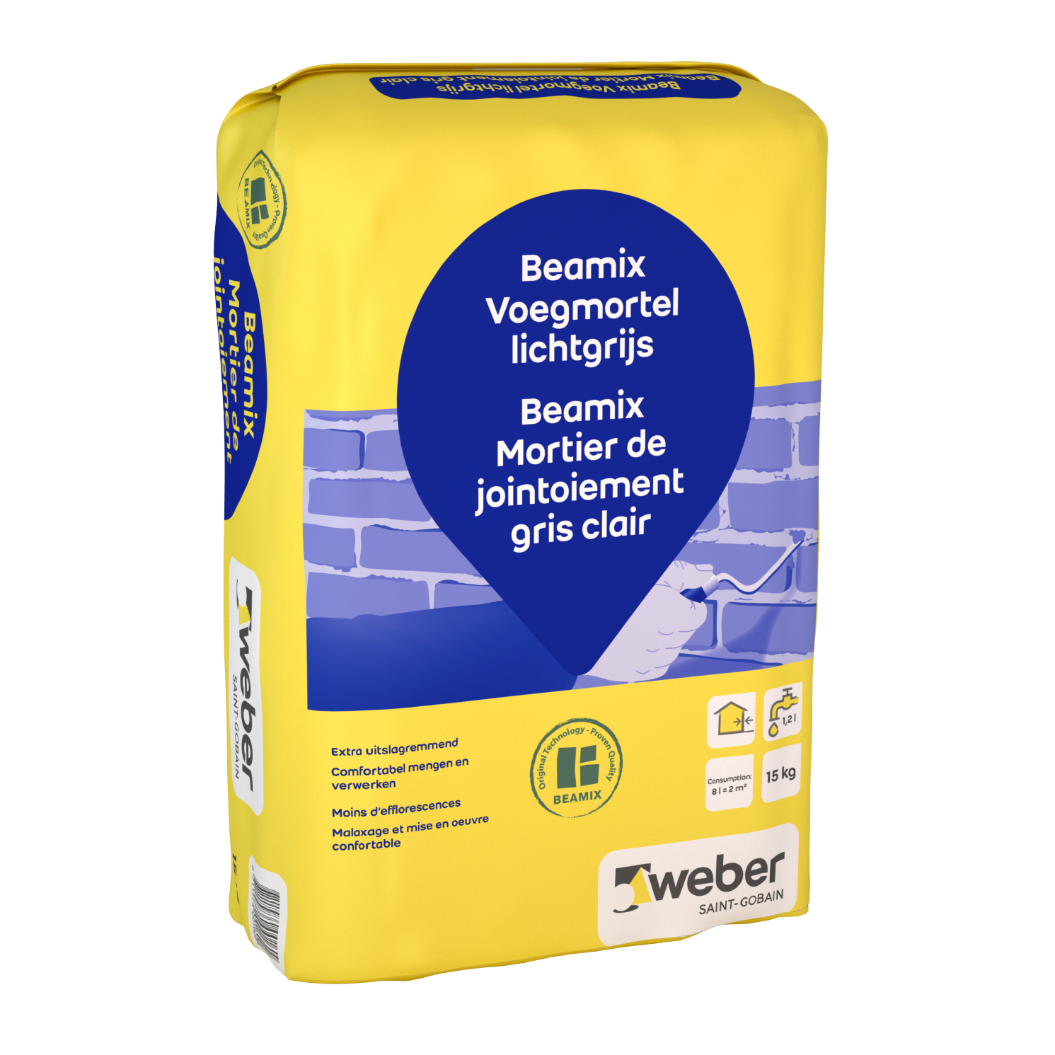 Weber Beamix voegmortel lichtgrijs 15kg