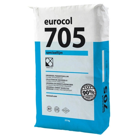 Eurocol 705 Speciaallijm tegel grijs 25 kg.