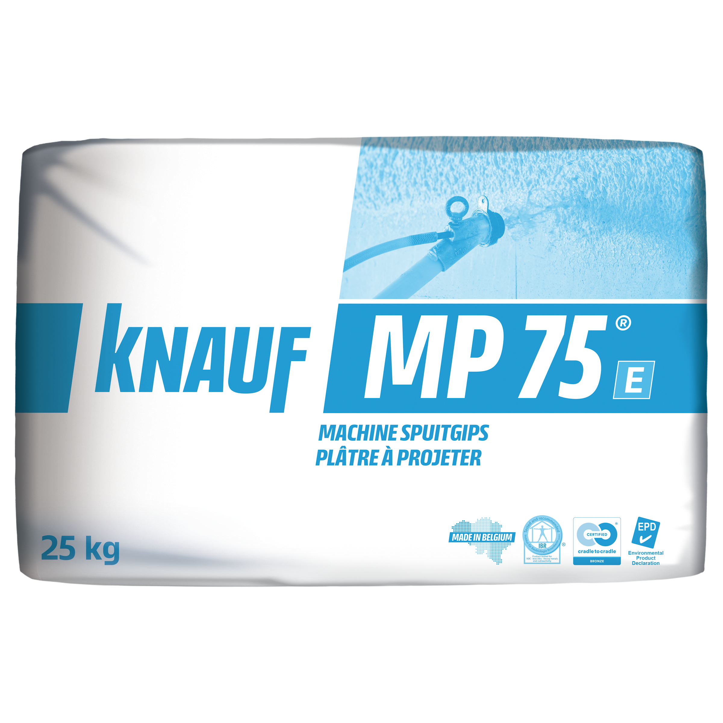Knauf - MP 75 E - Spuitpleister voor binnenwanden en plafonds – wit - 25 kg – 3 m2