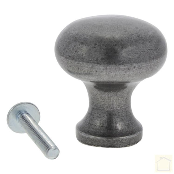 Starx knop smeedijzer paddestoel 30 mm. Grijs