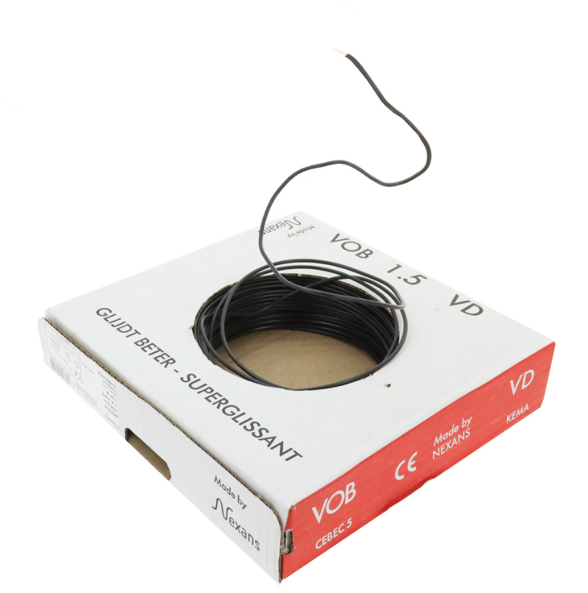 Nexans VD draad 1.5mm zwart 100m
