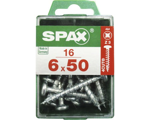 SPAX Universal pan head T-STAR plus full thread WIROX A9J 6x50 M 16 pcs
