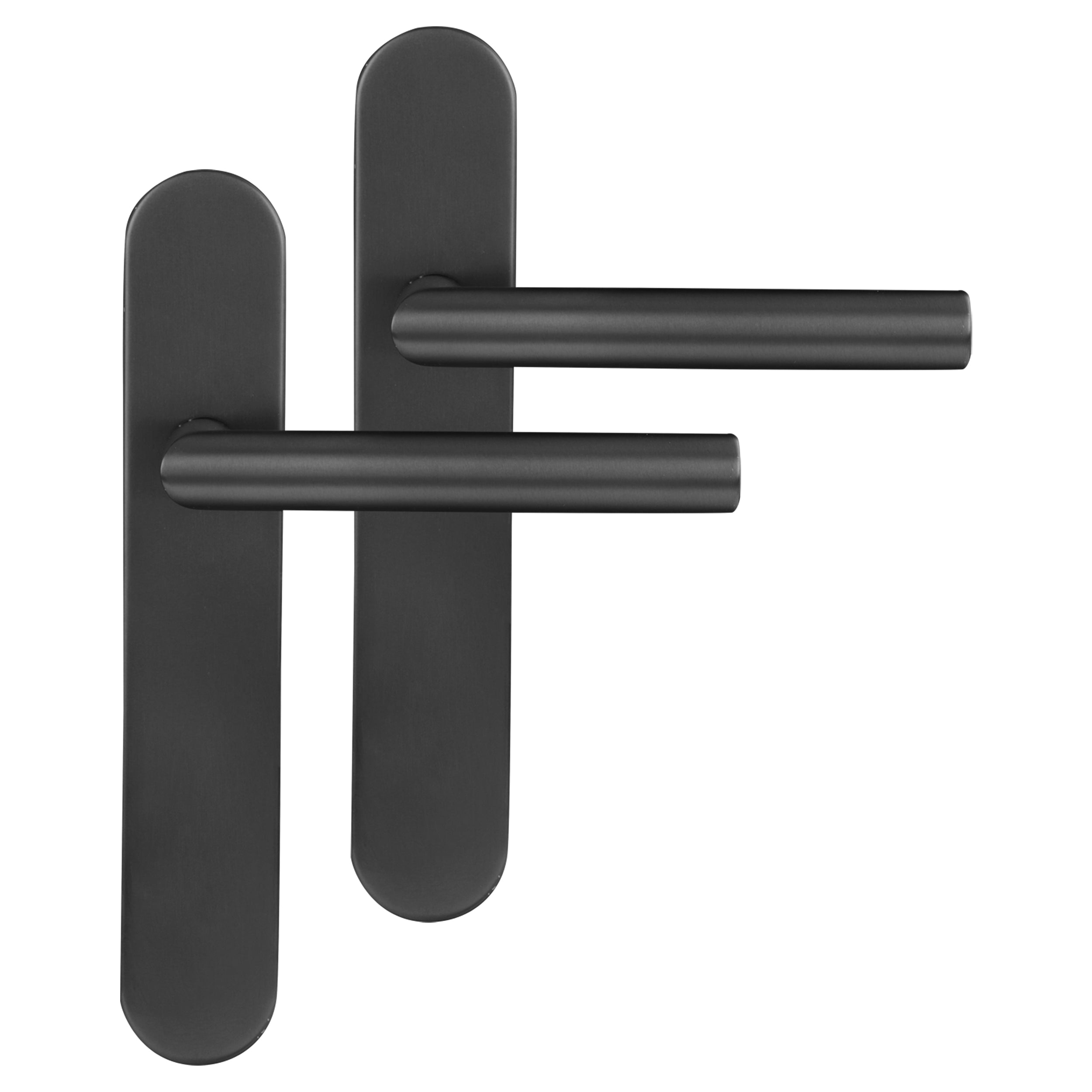 Differnz Signature Serie Amsterdam Deurklink ovaal langschild blind gun metal Roestvrij staal