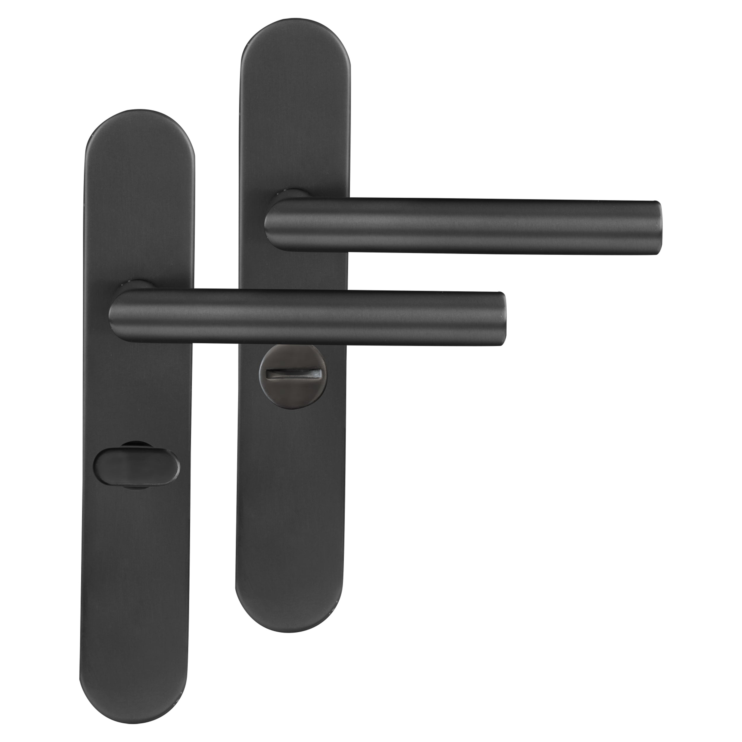 Differnz Signature Serie Amsterdam Deurklink ovaal langschild WC gun metal Roestvrij staal