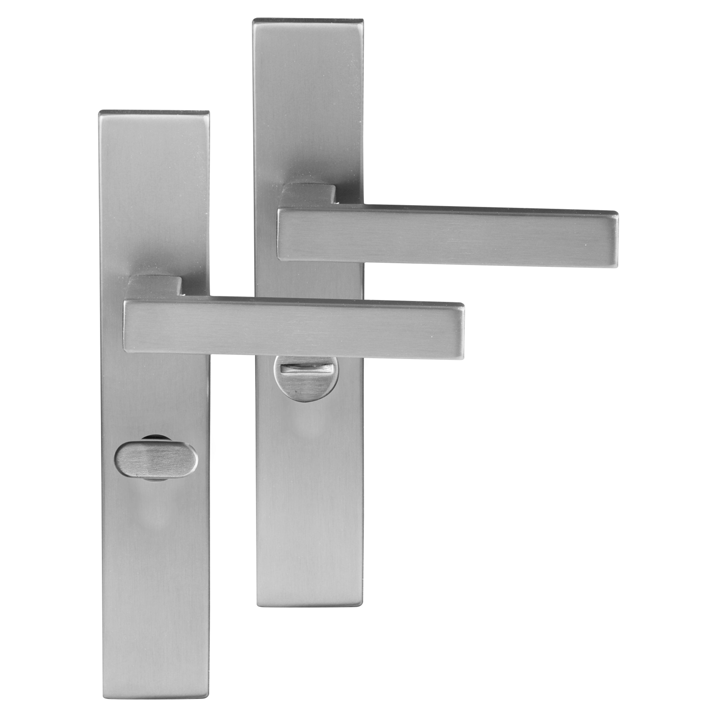 Differnz Signature Serie Tilburg Deurklink vierkant langschild WC Satijnchroom Roestvrij staal