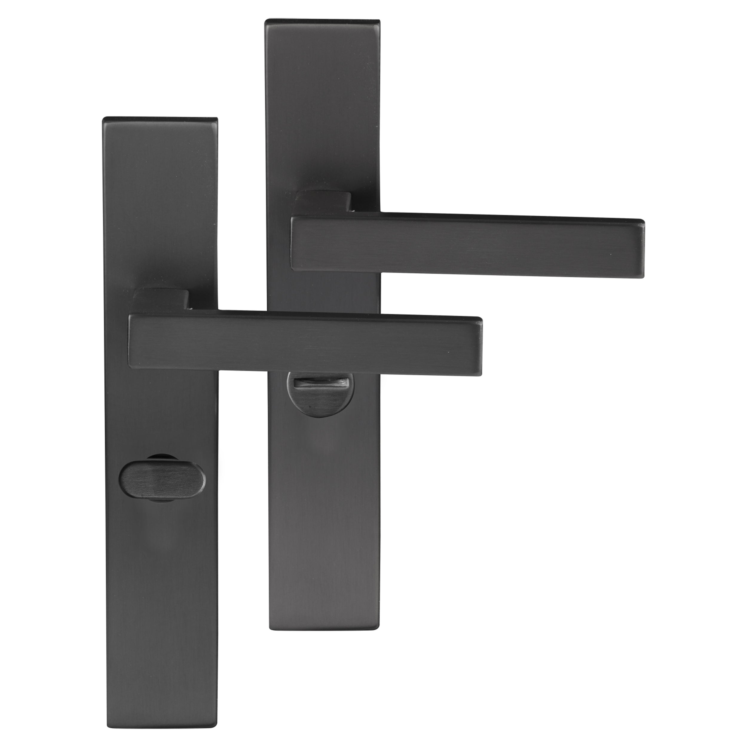 Differnz Signature Serie Tilburg Deurklink vierkant langschild WC gun metal Roestvrij staal