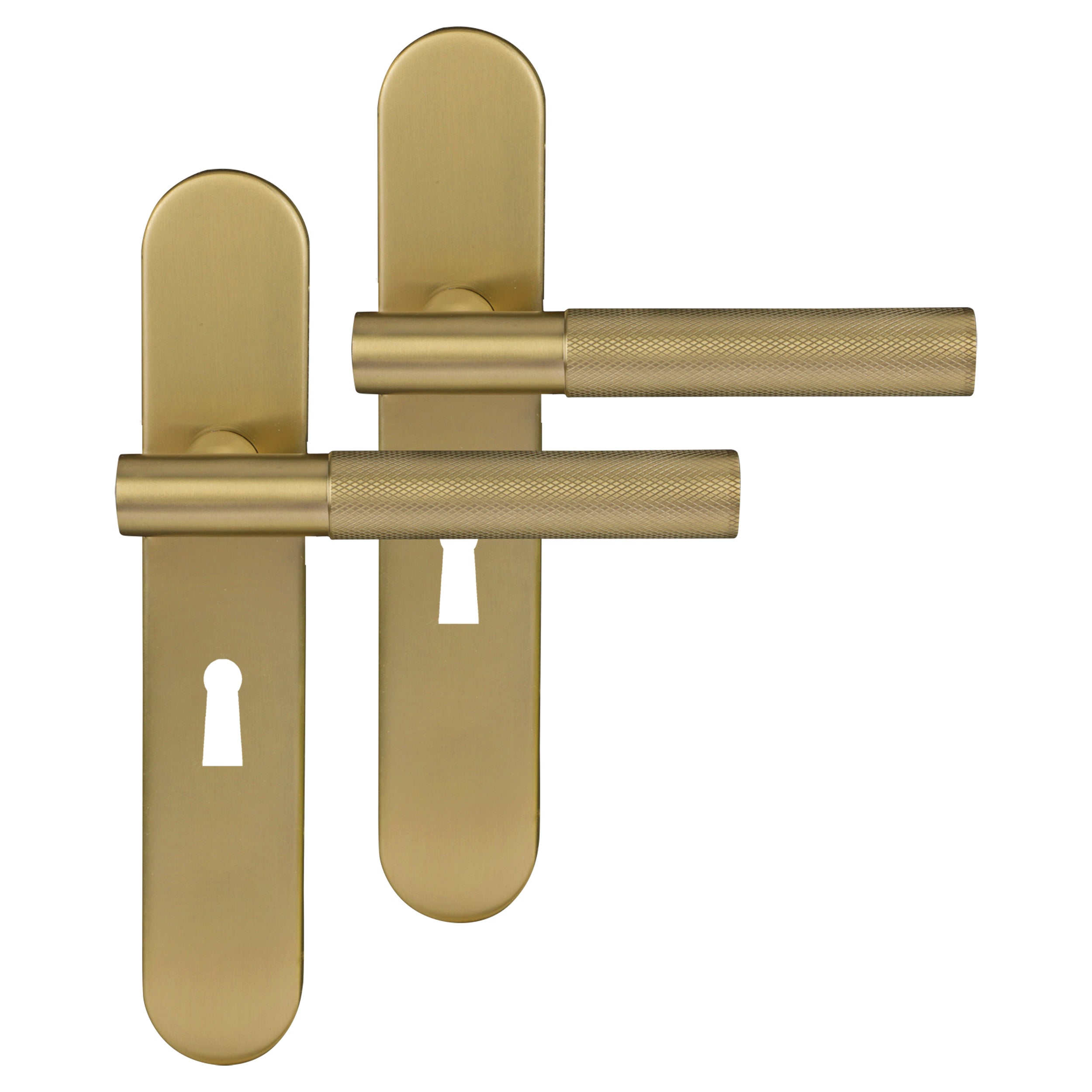 Differnz Signature Serie Utrecht Deurklink ovaal langschild Buntbart goud Roestvrij staal