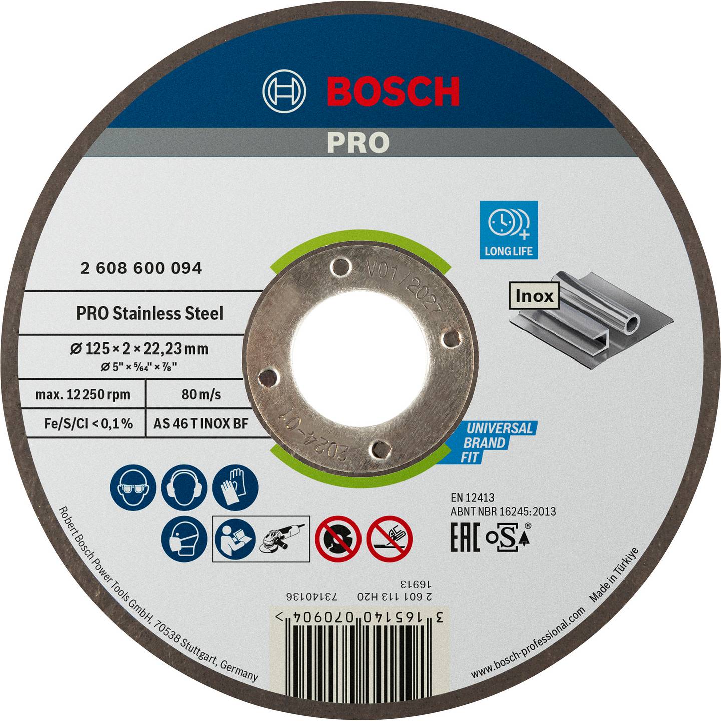 Bosch Schijf PRO Inox 125x2x22.23mm