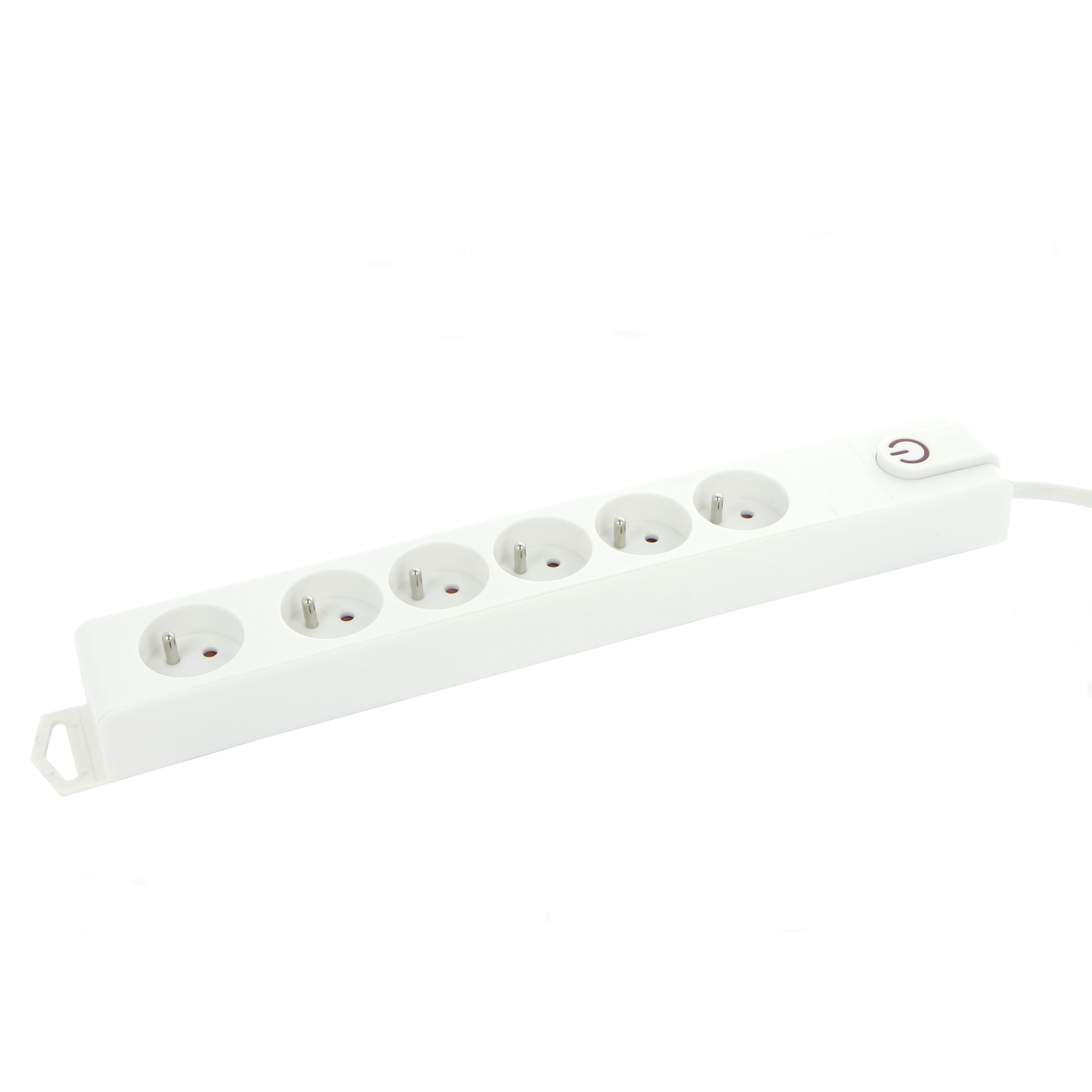 Profile stopcontactdoos 6-voudig met schakelaar – 1,5 m – Schuko – wit