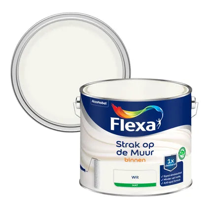 Flexa strak op de muur buiten zijdemat wit 2,5 l
