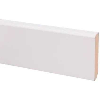 Muurplint MDF - gegrond - wit - 55x12mm - 244 cm