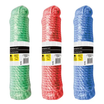 Sencys polypropyleen koord gedraaid assorti 8mm 20m