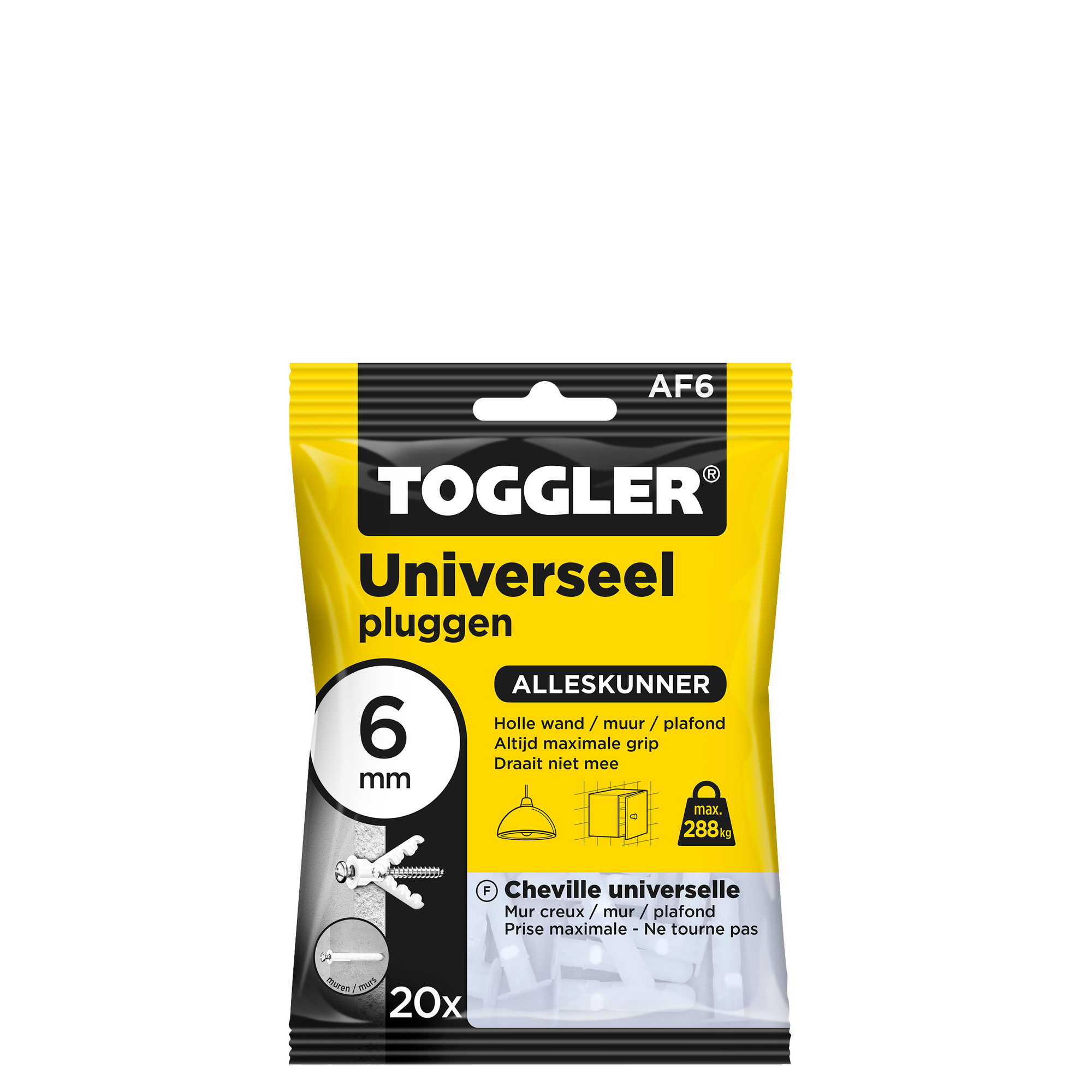Toggler Alligator plug + flens AF6 Ø6mm wanddikte >9,5mm 20st.