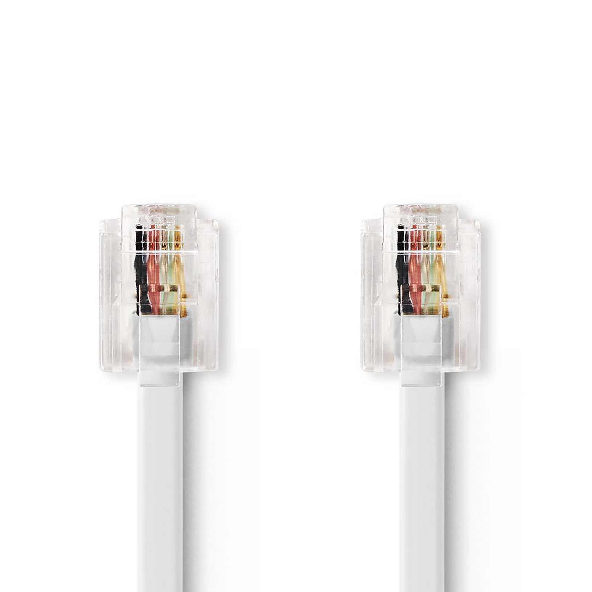 Nedis telecomkabel RJ11 mannelijk 5 meter wit/transparant