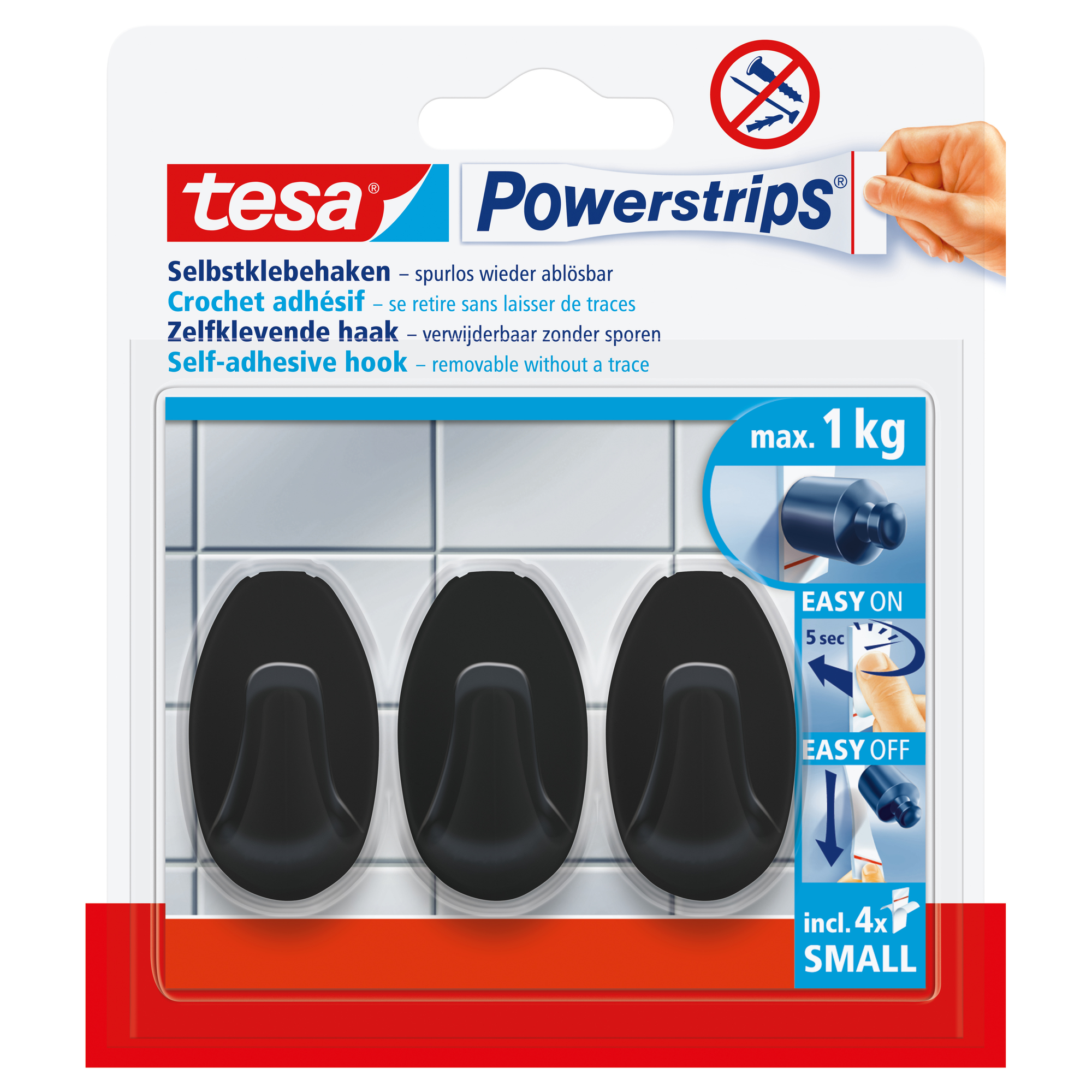 tesa Powerstrips zwart Ovaal Haken small 1kg