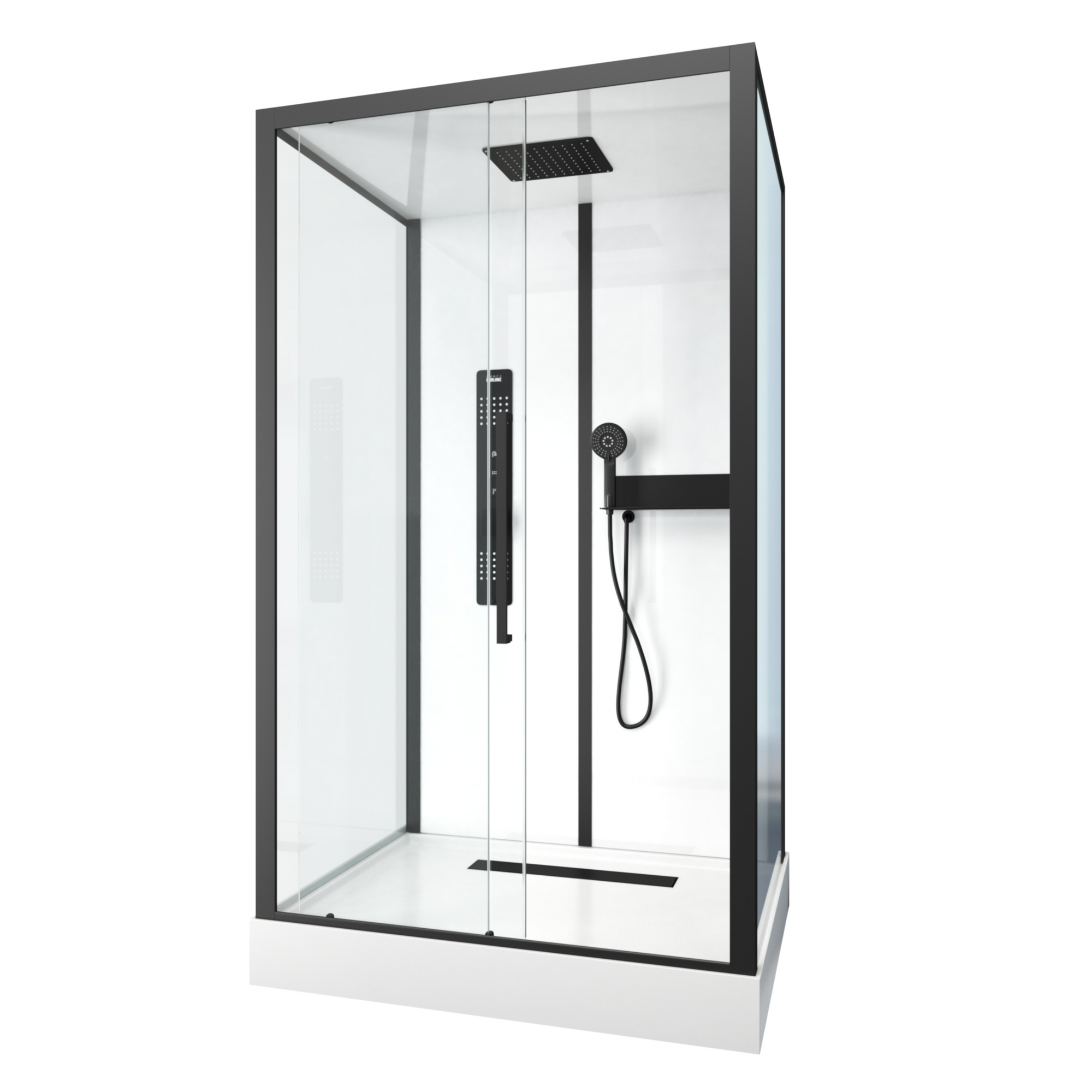 Aurlane douchecabine Indus2 90x115x215cm rechthoekig zwart/wit