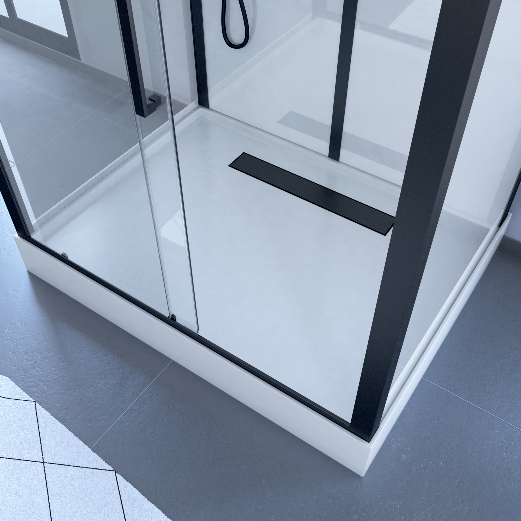 Aurlane douchecabine Indus2 90x115x215cm rechthoekig zwart/wit