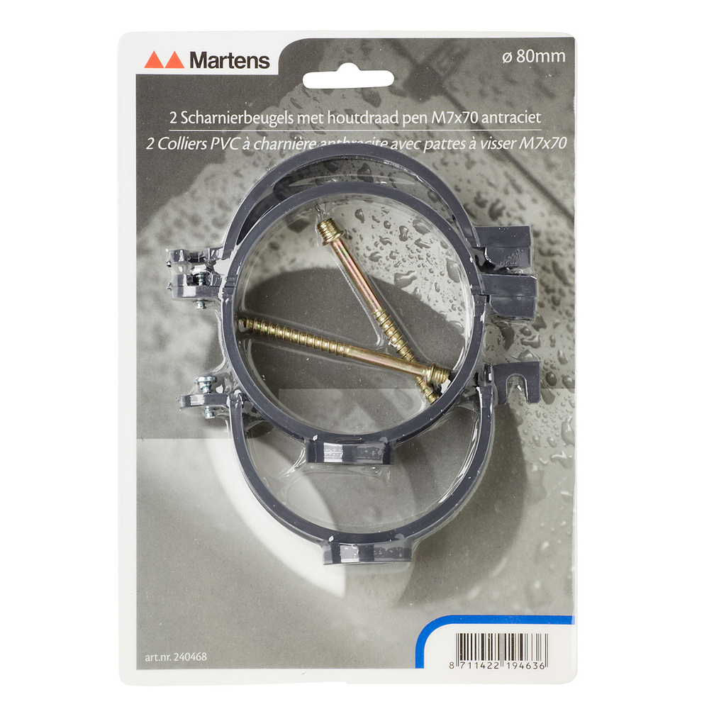 Martens beugel antraciet 80 mm + schroefankers 2st