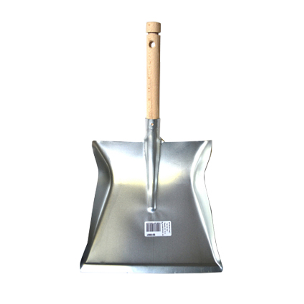 Stofblik metaal met houten steel