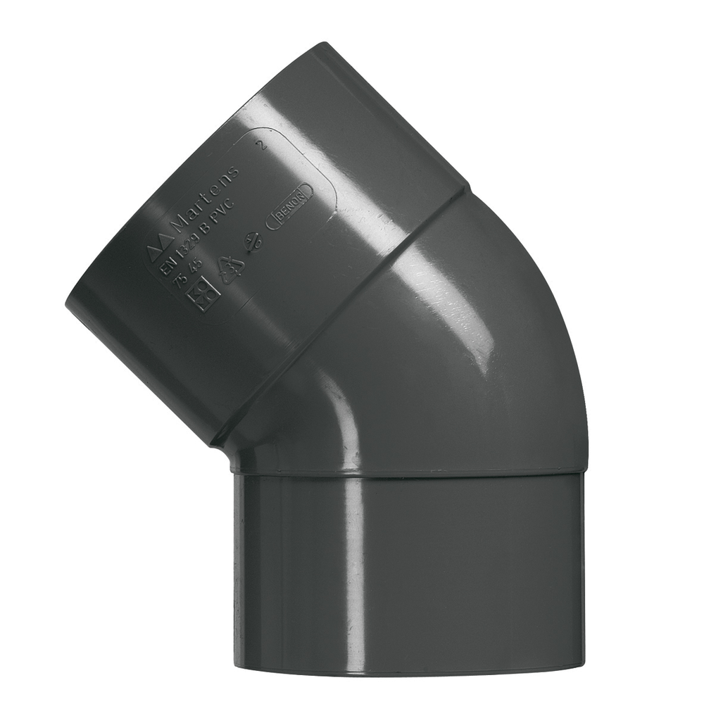 Martens elleboog pvc antraciet 45° 80mm