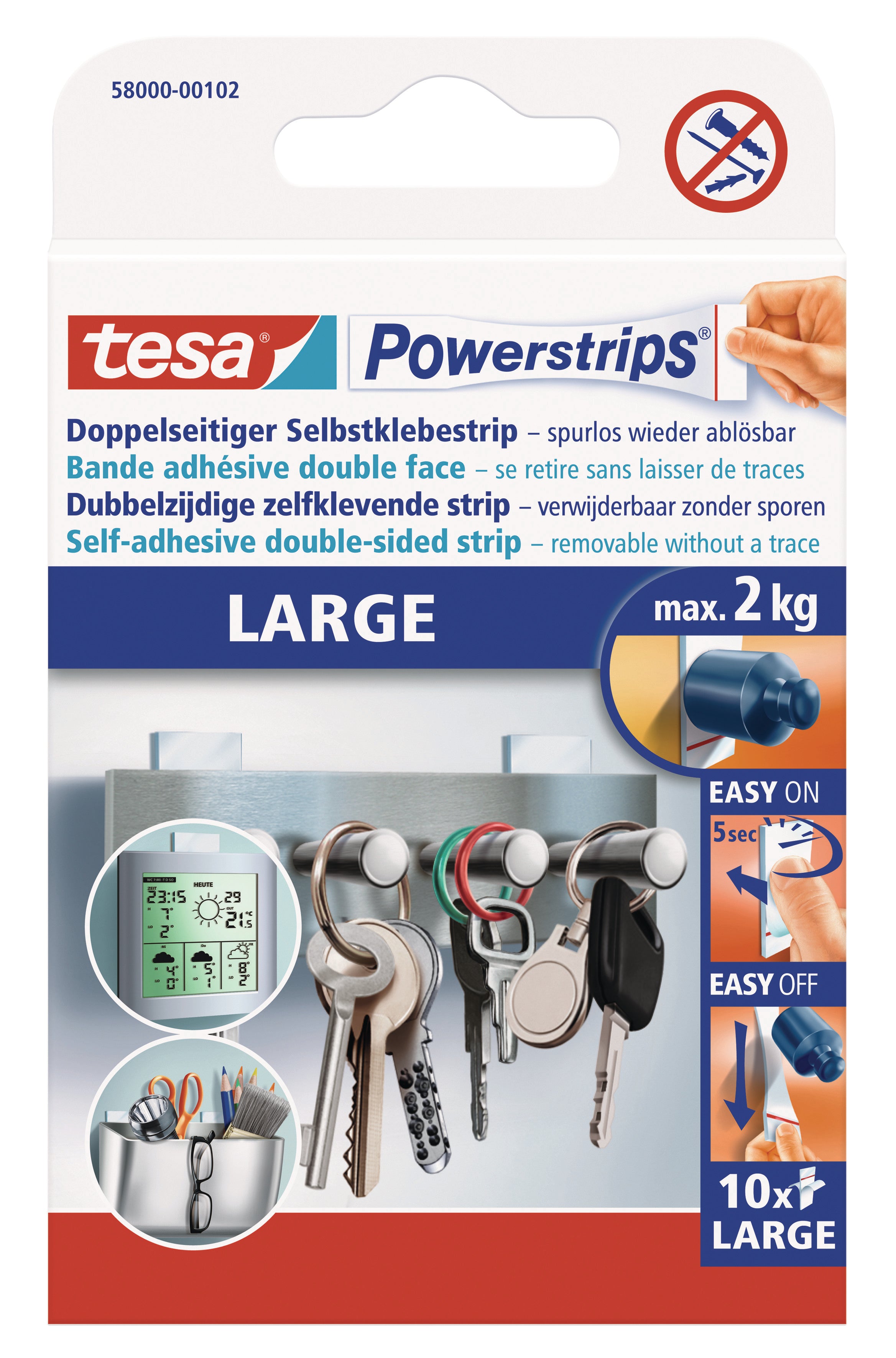 Tesa Powerstrips strips groot wit - 10 stuks