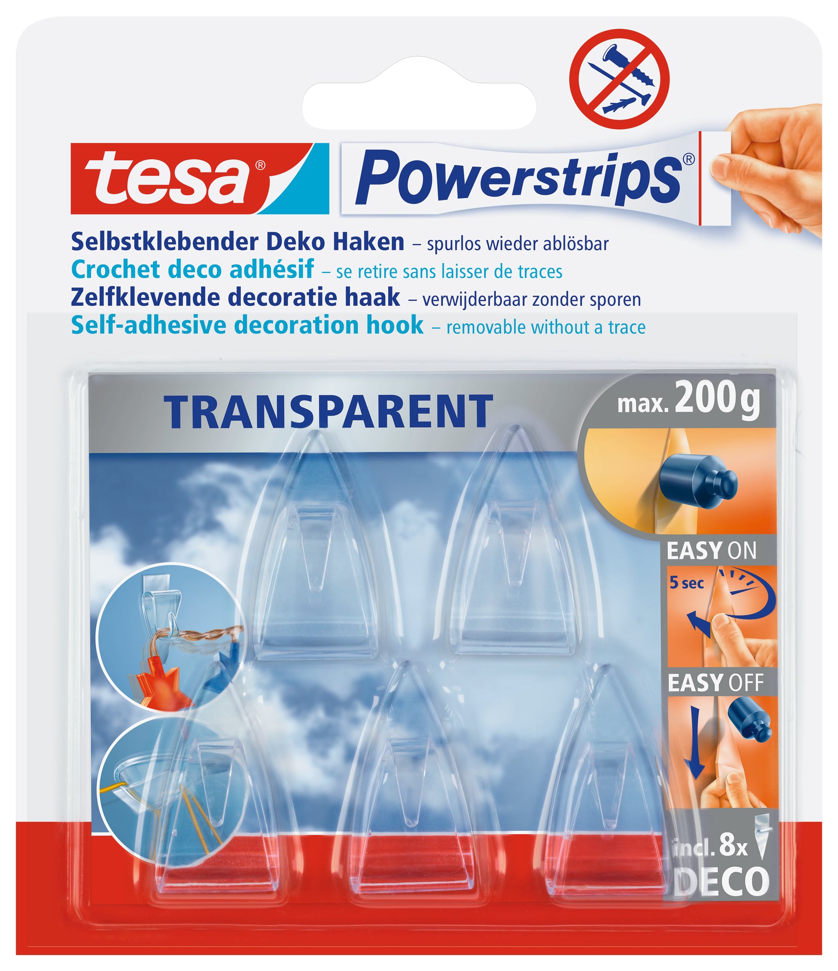 Tesa 58900 powerstrips deco haken transparant - 5 stuks