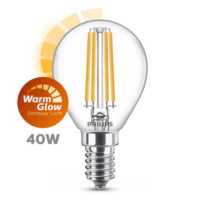 Philips ledfilamentlamp kogel E14 3,4W