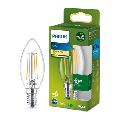 Philips Ultra Efficient LED kaarslamp Transparant - 40 W - E14 - Warmwit licht